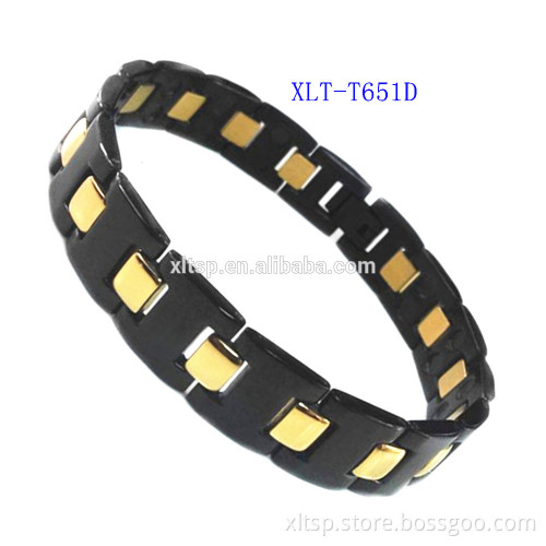 Black and gold color Infrared energy bio magnetic stainless steel bracelet men